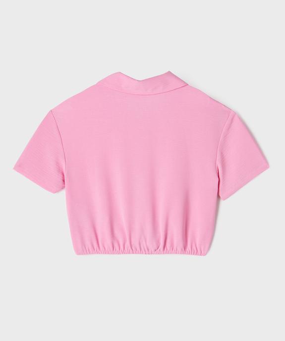 Chemise courte blousante en crêpe froissé fille vue3 - GEMO 4G FILLE - GEMO