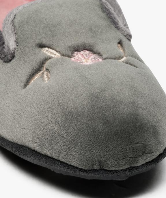 Chaussons femme charentaises en velours avec broderie fleurie vue6 - GEMO(HOMWR FEM) - GEMO