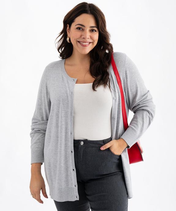 Gilet fin long à col rond femme grande taille vue1 - GEMO (G TAILLE) - GEMO