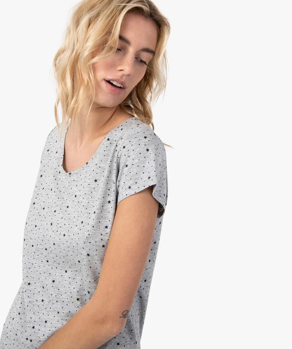 Chemise de nuit imprimée à manches courtes femme vue2 - GEMO 4G FEMME - GEMO