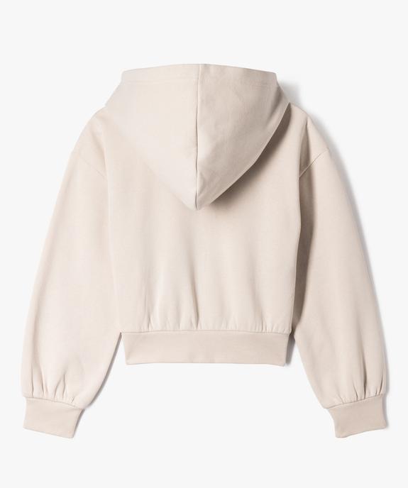 Sweat zippé à capuche coupe courte fille vue4 - GEMO 4G FILLE - GEMO