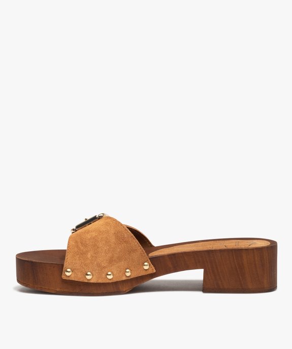 Mules femme à talon large et bride en cuir - Taneo vue3 - TANEO - GEMO