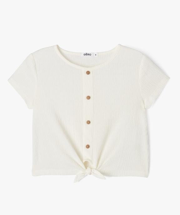 Tee-shirt à manches courtes avec bas noué fille vue1 - GEMO 4G FILLE - GEMO