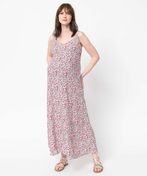 Robe de grossesse longue à bretelles avec motifs fleuris vue1 - GEMO (MATER) - GEMO