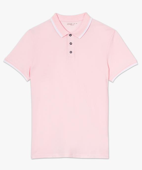Polo homme à manches courtes avec rayures contrastantes vue4 - GEMO (HOMME) - GEMO