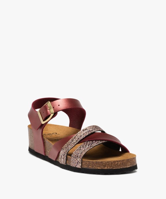 Sandales femme à semelle liège et brides brillantes vue2 - GEMO (CASUAL) - GEMO