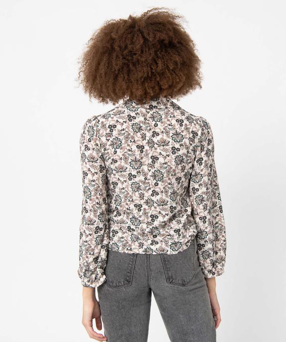 Blouse femme à motifs fleuris à nouer dans le bas vue3 - GEMO(FEMME PAP) - GEMO
