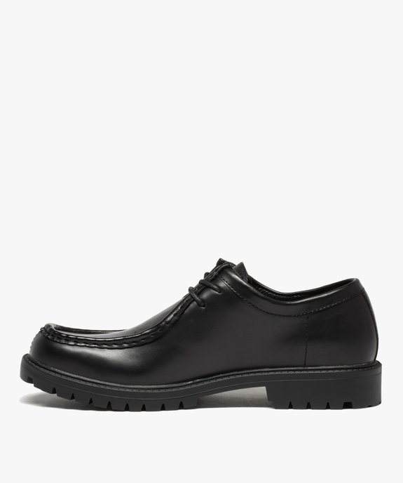 Derbies homme unis à semelle crantée et plateau cousu vue3 - GEMO(URBAIN) - GEMO