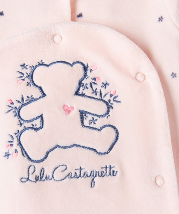 Pyjama en velours ouverture devant motif fleurs et ourson bébé - LuluCastagnette vue3 - LULUCASTAGNETTE - GEMO