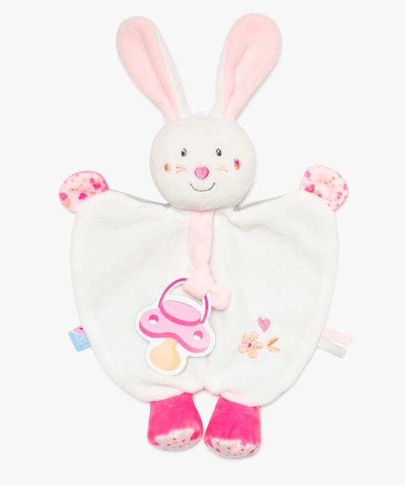Doudou bébé fille forme lapin avec attache tétine - Sucre d’Orge vue1 - SUCRE D'ORGE - GEMO