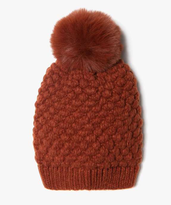 Bonnet femme en maille fantaisie avec pompon peluche  vue1 - GEMO (ACCESS) - GEMO