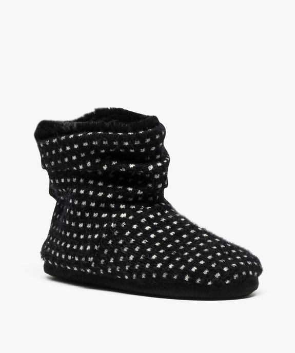 Chaussons montants  tricot bicolore vue2 - GEMO(HOMWR FEM) - GEMO