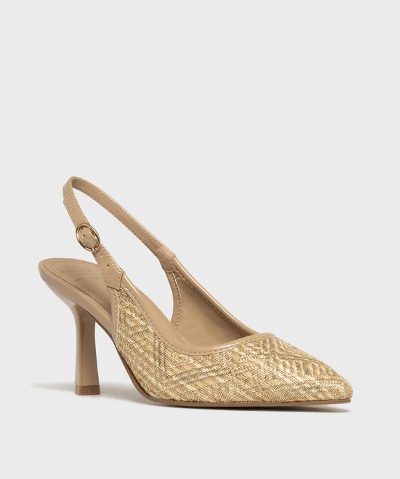 Escarpins slingback bout pointu et talon fin femme - Follow Me vue3 - FOLLOW ME - GEMO