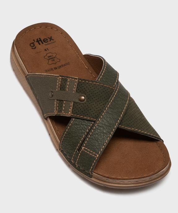 Mules semelle intérieure cuir et larges brides croisées homme - G'Flex vue5 - G'FLEX - GEMO