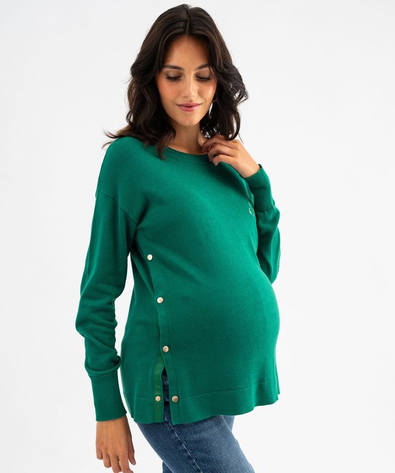Pull de grossesse et d'allaitement à côtés pressionnés vue1 - GEMO (MATER) - GEMO