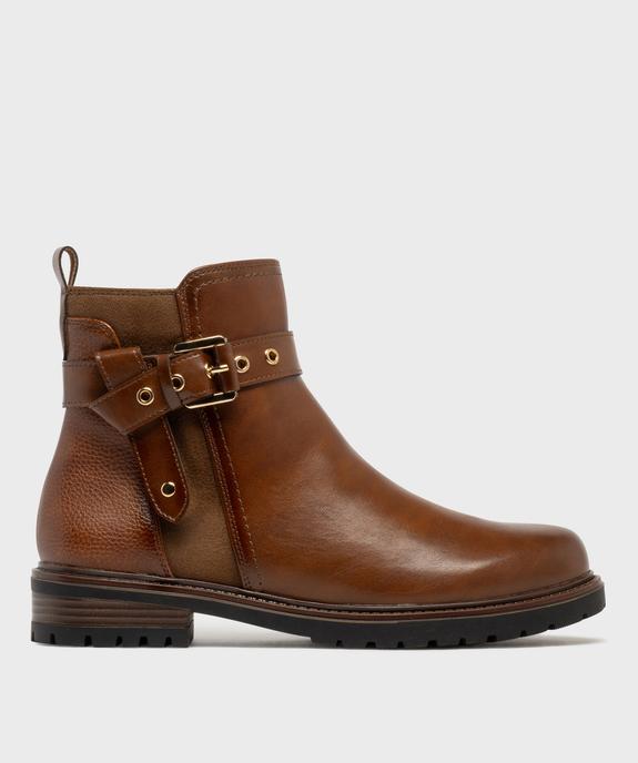 Boots femme à zip et détails suédés avec bride fantaisie  vue8 - GEMO (CASUAL) - GEMO