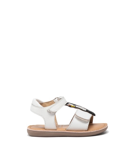 Sandales bébé fille en cuir effet métallisé avec animal en perles fantaisie - MOD8 vue1 - MOD8 - GEMO
