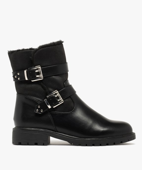 Boots femme fourrées à double brides fantaisie vue1 - GEMO (CASUAL) - GEMO