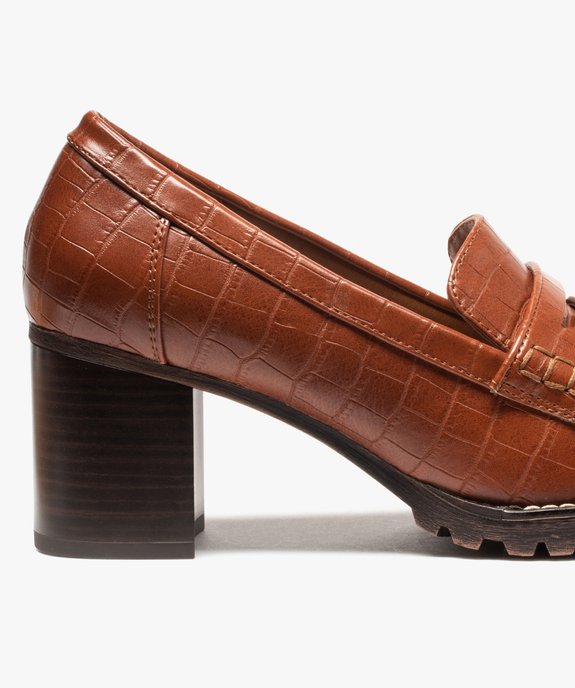 Mocassins femme à talon carré imitation croco vue6 - GEMO(URBAIN) - GEMO