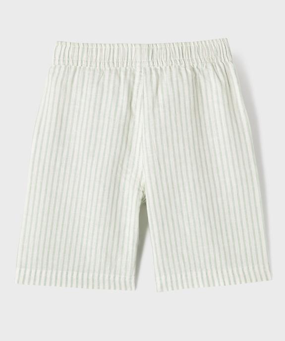 Bermuda en lin et coton rayé garçon vue3 - GEMO 4G GARCON - GEMO