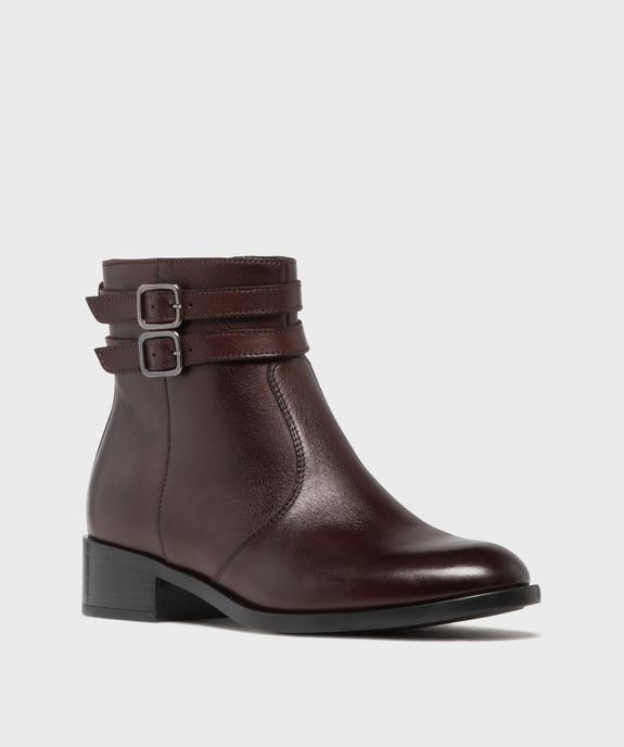 Boots en cuir à talon plat et zip femme - Tanéo vue2 - TANEO - GEMO