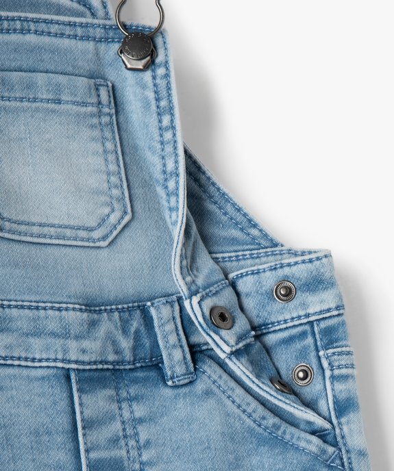 Salopette bébé garçon courte en jean délavé vue2 - GEMO(BEBE DEBT) - GEMO