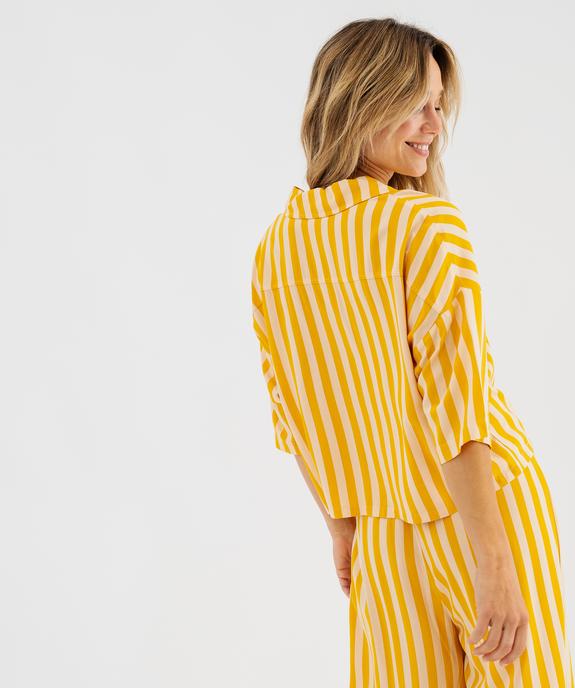 Haut de pyjama à rayures forme chemise en viscose femme vue3 - GEMO 4G FEMME - GEMO