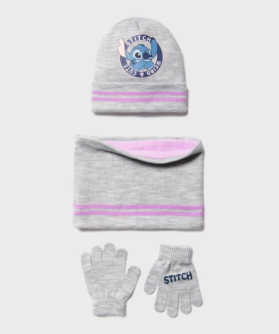 Ensemble 3 pièces bonnet, tour de cou et gants motif Stitch fille - Disney vue1 - LILO & STITCH - GEMO
