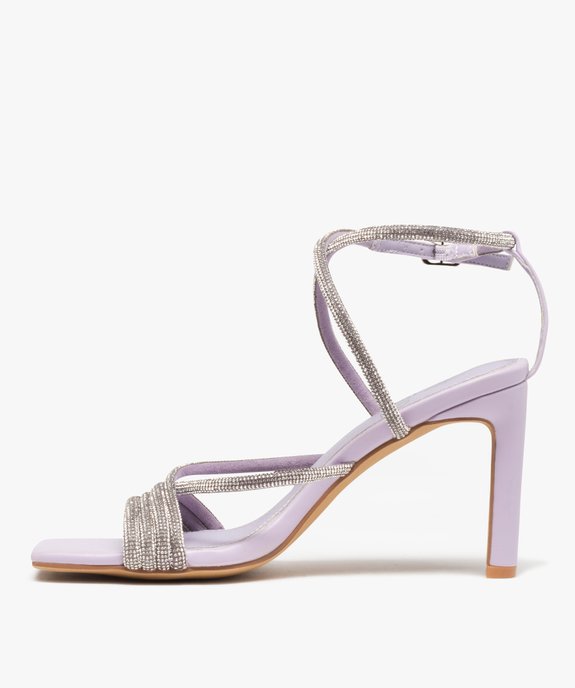 Sandales femme à talon haut dessus fines brides strass vue3 - GEMO(URBAIN) - GEMO