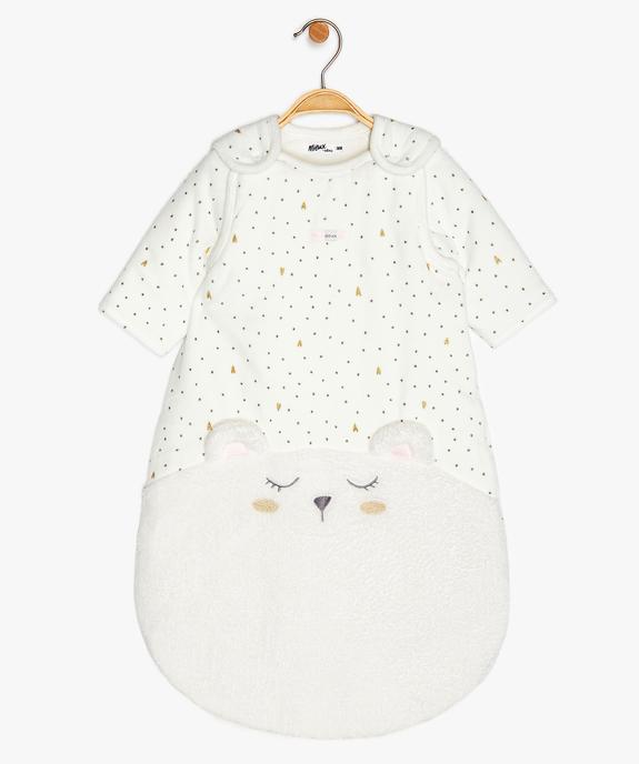 Gigoteuse bébé fille à manches amovibles avec motif ourson vue1 - GEMO 4G BEBE - GEMO