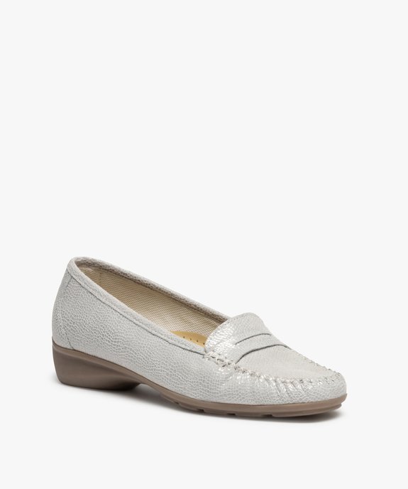 Mocassins femme confort dessus cuir imitation serpent  vue2 - GEMO (CONFORT) - GEMO