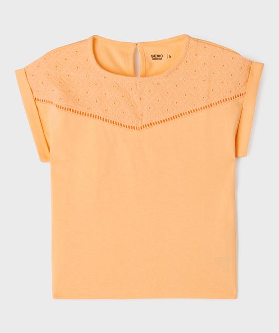 Tee-shirt manches courtes avec détails brodés fille vue1 - GEMO 4G FILLE - GEMO