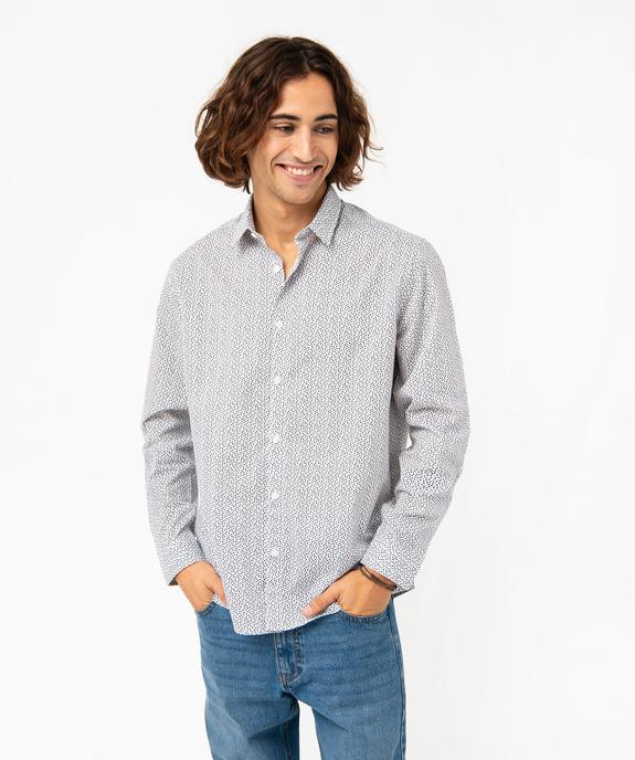 Chemise manches longues coupe Regular à micro motifs homme vue1 - GEMO (HOMME) - GEMO