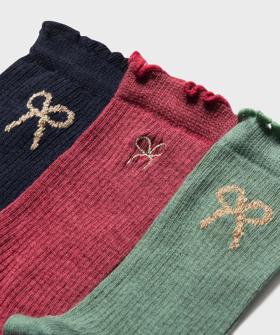 Chaussettes avec motif noeud et finitions froncées fille (lot de 3) - GEMO 4G FILLE Chaussettes avec motif noeud et finitions froncées fille (lot de 3) vue3 - GEMO 4G FILLE - GEMO