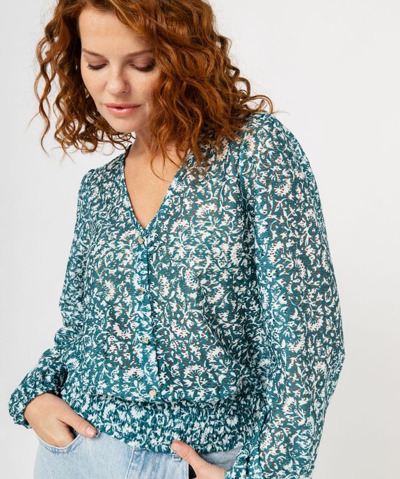 Tee-shirt à manches longues en maille ajourée femme vue2 - GEMO(FEMME PAP) - GEMO