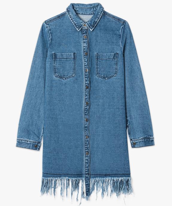 Chemise longue en denim finitions franges dans le bas vue4 - FOLLOW ME 2 - GEMO