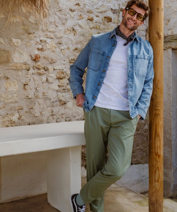 Pantalon ample en coton et lin homme vue6 - GEMO 4G HOMME - GEMO