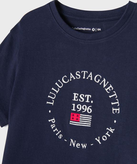 Tee-shirt manches courtes avec inscription brodée garçon - LuluCastagnette vue2 - LULU CASTAGNETTE GEMO FOR GOOD - GEMO