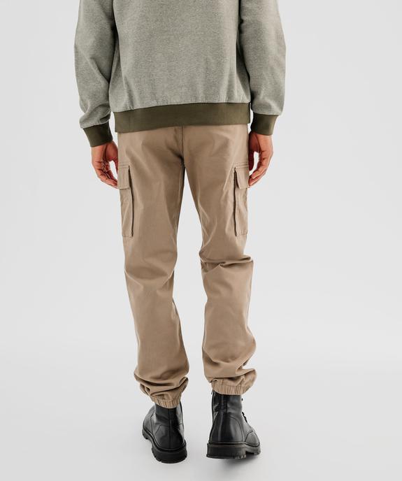 Pantalon cargo coupe straight en coton stretch homme vue3 - GEMO (HOMME) - GEMO