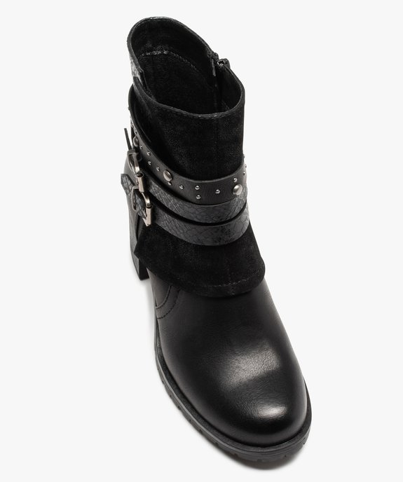 Boots femme à talon large et brides décoratives vue5 - GEMO(URBAIN) - GEMO