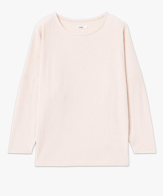 Haut de pyjama femme en maille côtelée vue4 - GEMO 4G FEMME - GEMO