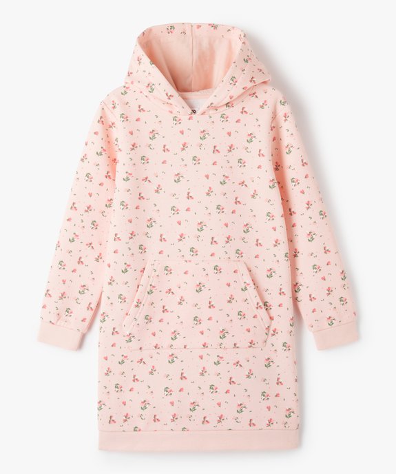 Robe sweat à capuche fille à motifs fleuris vue1 - GEMO (ENFANT) - GEMO