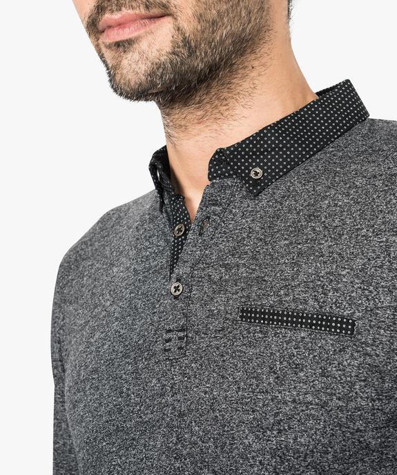Polo homme à manches longues avec col fantaisie vue2 - GEMO (HOMME) - GEMO