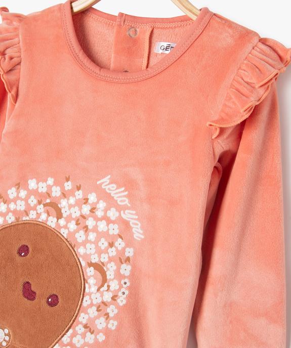 Pyjama en velours 2 pièces avec volants aux épaules bébé fille vue2 - GEMO(BB COUCHE) - GEMO