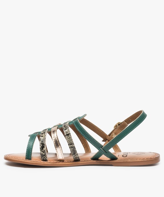 Sandales femme spartiates en cuir spécial pied large vue3 - GEMO (CASUAL) - GEMO