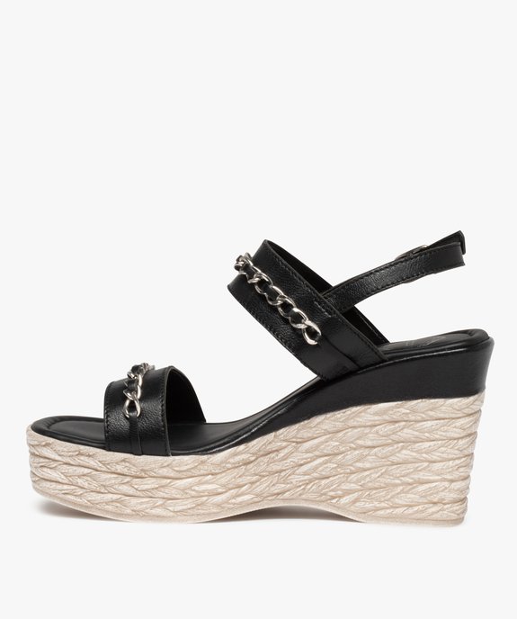 Sandales femme à talon dessus cuir et chaînes – Tanéo vue3 - TANEO - GEMO