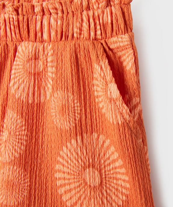 Short imprimé en maille texturée avec ceinture élastique fille vue2 - GEMO (ENFANT) - GEMO