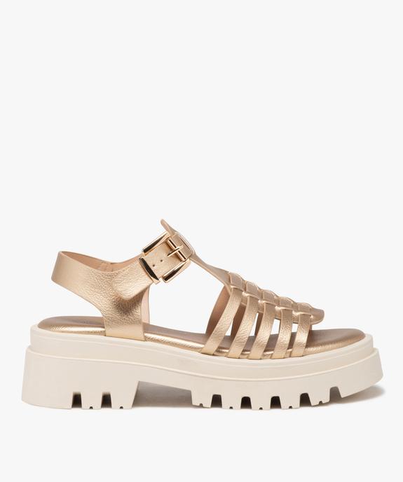 Sandales femme à talon dessus métallisé avec semelle crantée vue2 - GEMO (CASUAL) - GEMO