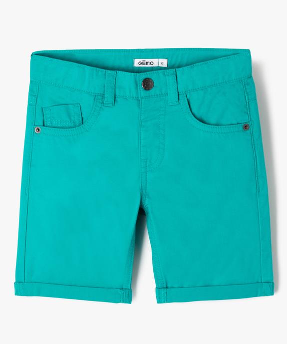 Bermuda en twill avec revers cousus garçon vue1 - GEMO 4G GARCON - GEMO