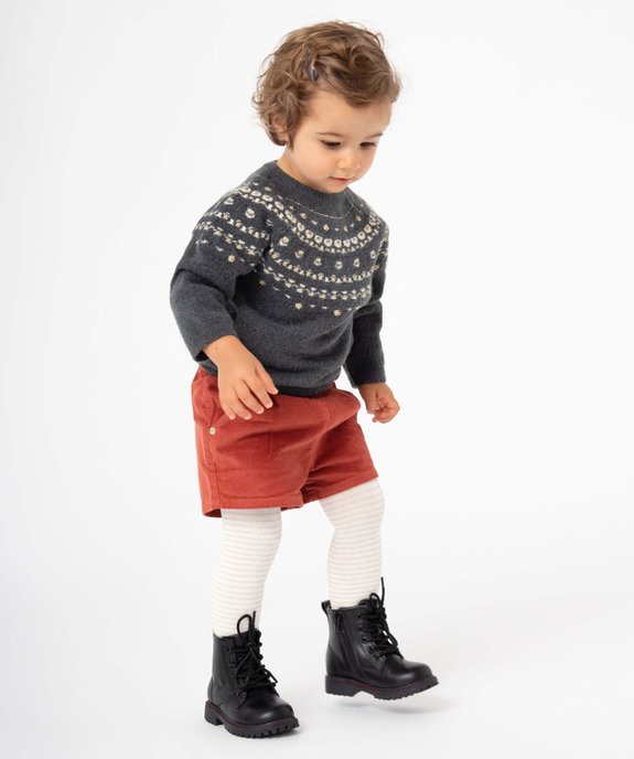 Look bébé fille avec pull et short LuluCastagnette, collant et bottillons à lacets  - GEMO